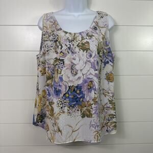 Chico's Print Sleeveless Reversible Blouse Shirt Purple sz 2 P (Large Petite)